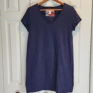 C&C California Navy Blue V-Neck T-Shirt Mini Dress Cotton Pull-Over  Sz M